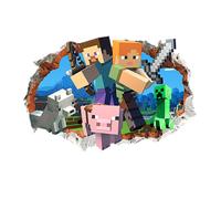 Sticker Mural 3D Chambre Minecraft,3D Autocollants Muraux, Autocollants Muraux,Chambre Enfant,Décoration Chambre Enfant-Style 3