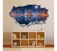 Sticker Mural 3D City skyline Stickers Muraux Smashed Imperméable Tatouage mural pour enfants chambre salon salle de jeux pépinière décor à la maison 43x75cm