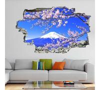 Sticker Mural 3D Décor De Chambre Décalcomanie De Chambre À Coucher Fleurs De Cerisier Japonais Tatouage Mural Mont Fuji Autocollant Décor Pour La Décoration Intérieure Art Fenêtre Peintures Murales