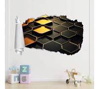 Sticker Mural 3D Décor De Chambre Décalcomanie De Chambre À Coucher Géométrie Tatouage Mural Rayon De Miel Autocollant De Décor Pour La Décoration Peintures Murales
