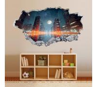 sticker mural 3D décor de décalcomanie City skyline touage mural Autocollant de décor pour la décoration intérieure Art fenêtre peintures murales 43x75cm