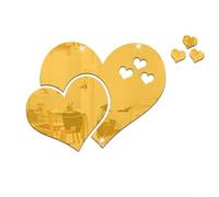 Sticker mural 3D en acrylique avec motif amour, miroir décoratif pour murs de maison, espaces commerciaux et bureaux (doré)