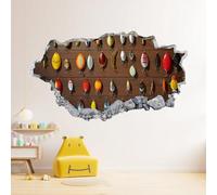 Sticker Mural 3D Hameçon Stickers Muraux Art Imperméable Fond Rétro Tatouage Mural Pour Enfants Chambre Salon Salle De Jeux Bébé Pépinière Décor À La Maison 87x58cm