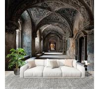 Sticker Mural 3D Papier Peint Panoramique Anciens éDifices Religieux Peler Et Coller Fresque Murale 200x140 cm Gris-Vert Papier Peint Photo Créatif enfants DIY Salon intérieure Bureau Crèche