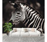 Sticker Mural 3D Papier Peint Panoramique Animaux ZèBre Gros Plan Peler Et Coller Fresque Murale 250x175 cm Noir Et Blanc Papier Peint Photo Créatif enfants DIY Salon intérieure Bureau Crèche