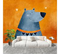 Sticker Mural 3D Papier Peint Panoramique Dessin Animé Mignon Ours En Peluche Peler Et Coller Fresque Murale 250x175 cm brun Papier Peint Photo Créatif enfants DIY Salon intérieure Bureau Crèche