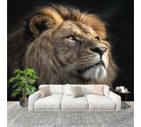 Sticker Mural 3D Papier Peint Panoramique Gros Plan Sur Un Animal, Un Lion Peler Et Coller Fresque Murale 300x210 cm Noir Papier Peint Photo Créatif enfants DIY Salon intérieure Bureau Crèche