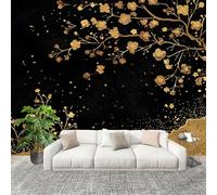 Sticker Mural 3D Papier Peint Panoramique Minimaliste Luxueux Floral Artistique Peler Et Coller Fresque Murale 300x210 cm Noir Papier Peint Photo Créatif enfants DIY Salon intérieure Bureau Crèche