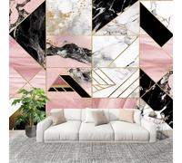 Sticker Mural 3D Papier Peint Panoramique Moderne éLéGant Patchwork GéOméTrique Peler Et Coller Fresque Murale 400x280 cm Rose Papier Peint Photo Créatif enfants DIY Salon intérieure Bureau Crèche