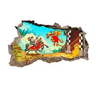 Sticker mural, 3D, pour chambre à coucher ou chambre d'enfant, motif de trou dans le mur, h x l : 60 x 100 cm, (WL49 chevalier)