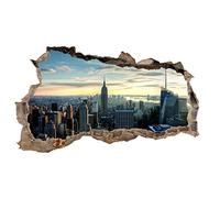 Sticker mural, 3D, pour chambre à coucher ou salon, motif de villes et paysage, h x l : 60 x 100 cm, (WL08 New York)