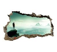 Sticker mural, 3D, pour chambre à coucher ou salon, motif de villes et paysage, h x l : 60 x 100 cm, (WL52 montagnard)