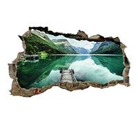 Sticker mural, 3D, pour chambre à coucher ou salon, motif de villes et paysage, h x l : 60 x 100 cm, (WL57 fjord en Norvège)