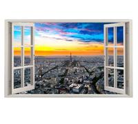 Sticker mural 3D Smashed Art Decor City sunset Landscape Autocollants muraux de tatouage mural pour filles enfants chambre salon autocollant maison cadeau 50x87cm