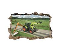 Sticker mural 3D Tracteur Autocollant de tatouage mural brisé Décor de chambre à coucher pour garçons Autocollants muraux pour Bébé Pépinière Fille Enfants Chambre Mur Décors 50x75cm