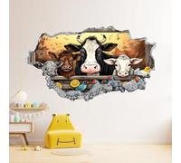 Sticker Mural 3D Vaches, Poules, Oiseaux, Tournesols Stickers Muraux Art Imperméable Animaux De La Ferme Tatouage Mural Pour Enfants Chambre Salon Salle De Jeux Bébé Pépinière Décor À La Maison 120x80