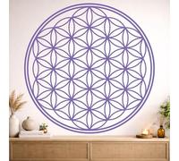 Sticker mural - 80 x 80 cm - Lavande - Mandala - Symbole spirituel - Décoration murale pour salon, chambre à coucher, bureau, méditation, yoga