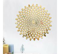 Sticker mural amovible en acrylique 3D pour décoration murale de salon avec effet artistique visuel stéréo et mosaïque créative (doré)