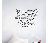 Sticker mural amovible en vinyle avec inscription « Every Family Has a Story Welcome to Ours » pour chambre à coucher, salon, décoration d'intérieur