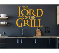 Sticker mural amovible en vinyle pour cuisine et salle à manger Motif Le Seigneur du Grill Orange 45 x 58 cm