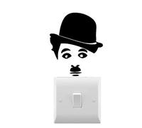 Sticker mural amovible en vinyle pour interrupteur Motif Charlie Chaplin 8 x 7 cm