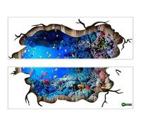 Sticker Mural Animaux Marins 3d Amovible Auto-adhésif pour Chambre | PVC Bleu, Effet Visuel Tridimensionnel, Surfaces Lisses et Meubles, Décor Salle de Bain, Salle de Jeux