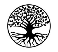 Sticker mural arbre de vie Yggdrasil arbre du monde mythologie nordique scandinave autocollant mural vinyle Art décoration de la chambre décalcomanie murale-L-48x48cm-Black