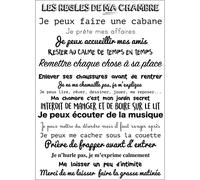 Sticker Mural Autocollant Déco Chambre Enfant Les Règles de Ma Chambre, 48 cm X 68 cm - Idée Cadeau Décoration Murale