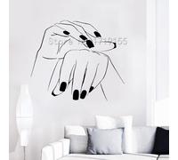 Sticker Mural Autocollant Fenêtre Sticker Salon De Beauté Femme Main Mur Sticker Nail Art Nail Salon Nail Design Vinyle Nail Art Studio 42cmx48cm