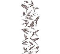 Sticker mural autocollant Oiseaux, hirondelles noir et blanc, 68x24cm, décoratif, dessiné à la main, décoration intérieure.