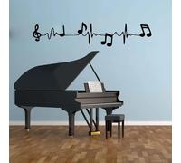 Sticker mural avec grandes notes de musique et battements de cœur pour salle de classe, musique, jazz, rock, salle de jeux, vinyle, décoration d'intérieur