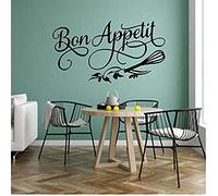Sticker mural Bon appétit Sticker mural Salle à manger Cuisine Restaurant Citations Décoration de la maison Vinyle Stickers muraux Fleur Art Mural 57 * 103com