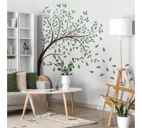 Sticker Mural Branche Arbre Vert et Papillon Décoration Maison Décoration Murale Salon Chambre Mural en PVC Facile à Enlever (A)