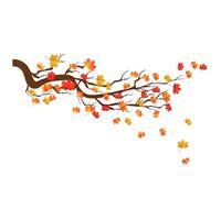 Sticker mural branche d'automne avec feuilles rouges et jaunes, décoration saisonnière bricolage pour murs intérieurs, vitrines et coins détente - 90 x 55 cm