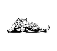 Sticker mural branche de tigre endormi bébé chambre d'enfant zoo safari animal jungle faune salle de jeux vinyle-S-20x56cm-Black