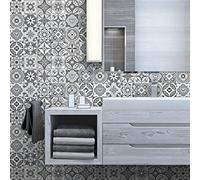 Sticker Mural Carrelage adhésif Cuisine Salle de Bain - 24 Stickers Carreaux DE Ciment AZULEJOS ARCANGEL - 24stickers10x10cm
