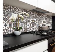 Sticker Mural Carrelage adhésif Cuisine Salle de Bain - 24 Stickers Carreaux DE Ciment AZULEJOS SOLENZARA - 24stickers10x10cm