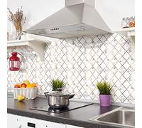 Sticker Mural Carrelage adhésif Cuisine Salle de Bain - 24 Stickers Carreaux DE Ciment Effet MARBRE Losanges DORÉS - 24stickers10x10cm