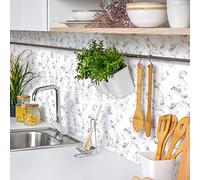 Sticker Mural Carrelage adhésif Cuisine Salle de Bain - 24 Stickers CARRELAGES Effet MARBRE Noir ET Blanc - 24stickers10x10cm