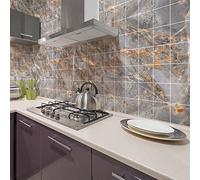 Sticker Mural Carrelage adhésif Cuisine Salle de Bain - 60 Stickers Carreaux DE Ciment MARBRE Brun DE SAN JOSÉ - 60stickers15x15cm