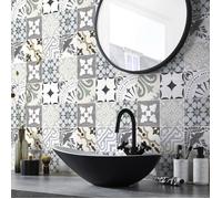 Sticker Mural Carrelage adhésif Cuisine Salle de Bain - 9 STICKERS CARREAUX DE CIMENT AUTHENTIQUES IVO - 9stickers10x10cm