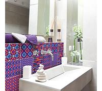 Sticker Mural Carrelage adhésif Cuisine Salle de Bain - 9 STICKERS CARRELAGES ETHNIQUE TOYONAKA - 9stickers20x20cm