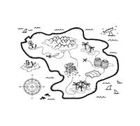 Sticker mural carte au trésor pirate dessin animé chambre d'enfant garçon carte pirate explorer salle de jeux Adventure Time-S-40x56cm-Black