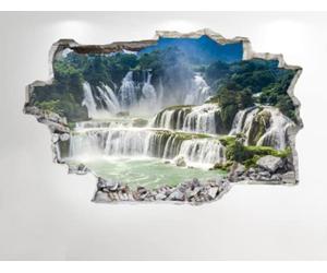 STICKER MURAL CASCADE 3D LOOK - FORREST BEDROOM LOUNGE NATURE WALL STICKER Z95