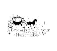 Sticker mural Cendrillon Un rêve est un souhait que votre cœur fait Sticker mural amovible en vinyle pour chambre de fille-L-49x91cm-Black