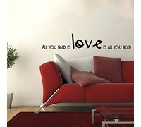 sticker mural citation "all you need is love"- avec emballage - idéal cadeau