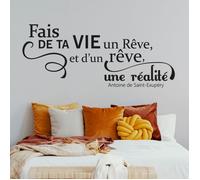 Sticker Mural - Citation Fais de ta vie un rêve... - 3617689655802 - Noir - 17x41 cm