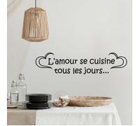 Sticker Mural - Citation L'amour se cuisine tous les jours - 3617689647258 - Noir - 7x30 cm