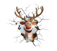 Sticker Mural Créatif De Noël, 2Pcs Stickers Porte Rennes, Décoration Murale Pour Les Fêtes Fin D'année, Fenêtres STICKERS DE NOEL