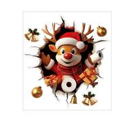 Sticker Mural Créatif De Noel - 3D Père Stickers Porte Rennes, Décorations Amovibles D’autocollants De Fenêtre Bonhomme Neige Noels 3D Pour Les Fêtes Fin D'année, Fenêtres Et Réfrigérateurs